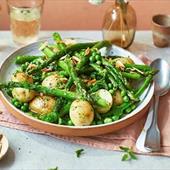 Recipe: Asparagus with peas, mint & Jersey Royals in wild garlic butter