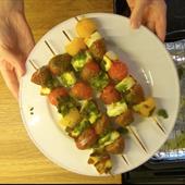 Recipe: Plum Tomato and Halloumi Skewers